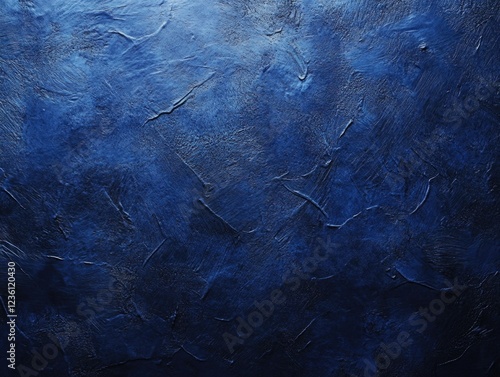 An expressionistic painting with dripping technique, blue hues and abstract textures on canvas. photo