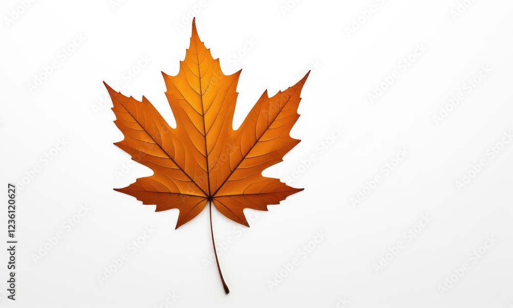 Autumn maple leaf on white background highlighting seasonal elegance Autumn maple leaf on white background highlighting seasonal elegance