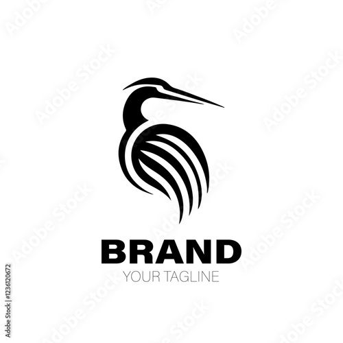Heron Logo. Heron Logo Design. Heron Logo Brand. Heron Logo Vector Design Isolated on White Background