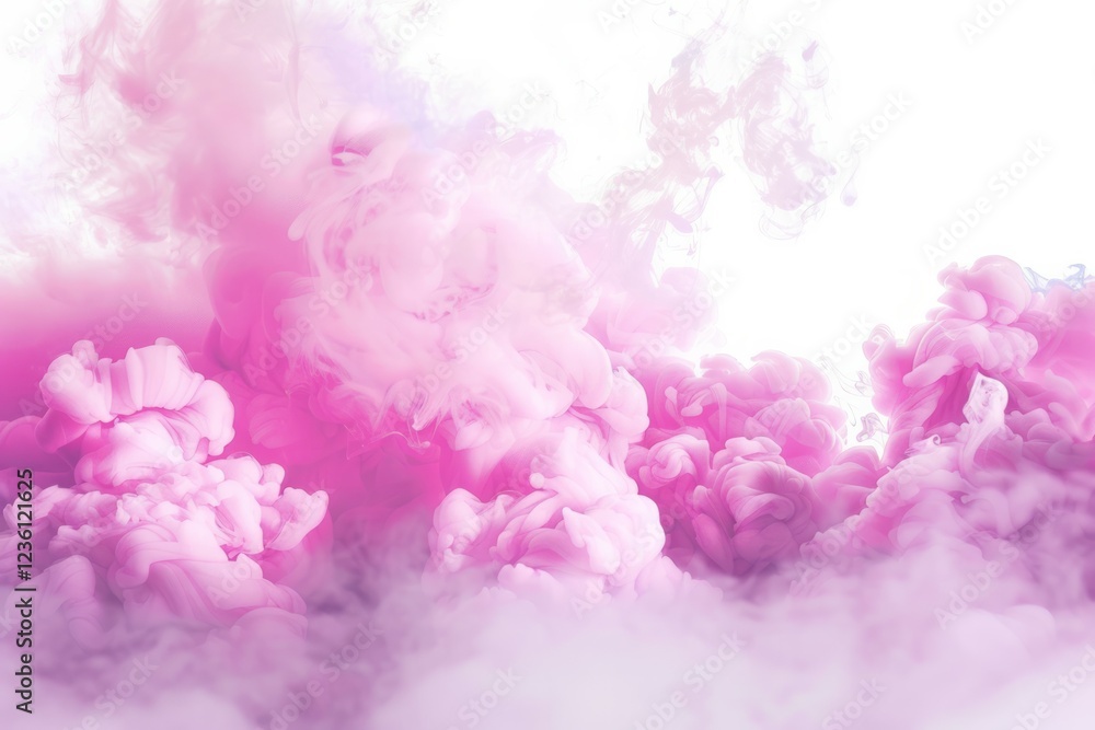 Pink smoke swirls on white background. Neural network AI generated Pink smoke swirls on white background. Neural network AI generated