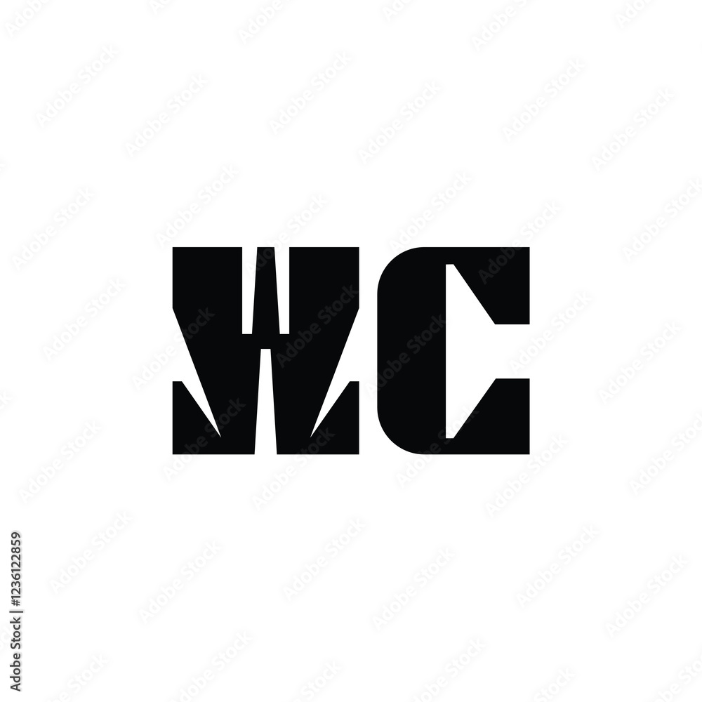 Obraz premium WC monogram logo design letter text name symbol monochrome logotype alphabet character simple logo
