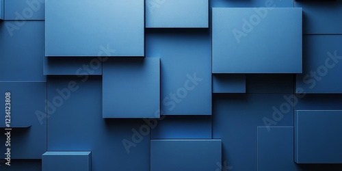 Abstract blue shapes, layered design, 3d render, Generative AI