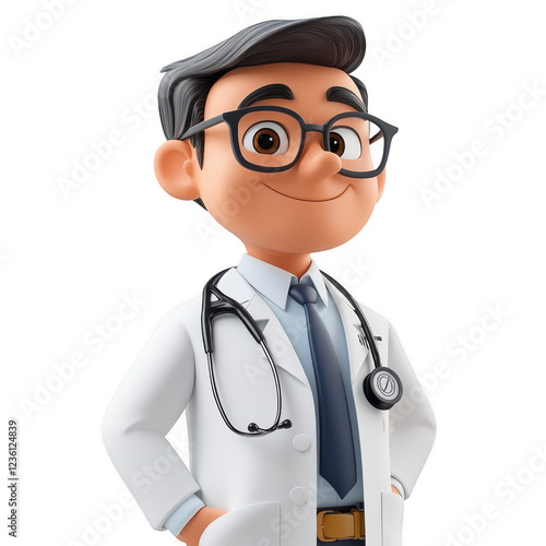 A cartoon doctor with glasses and a stethoscope