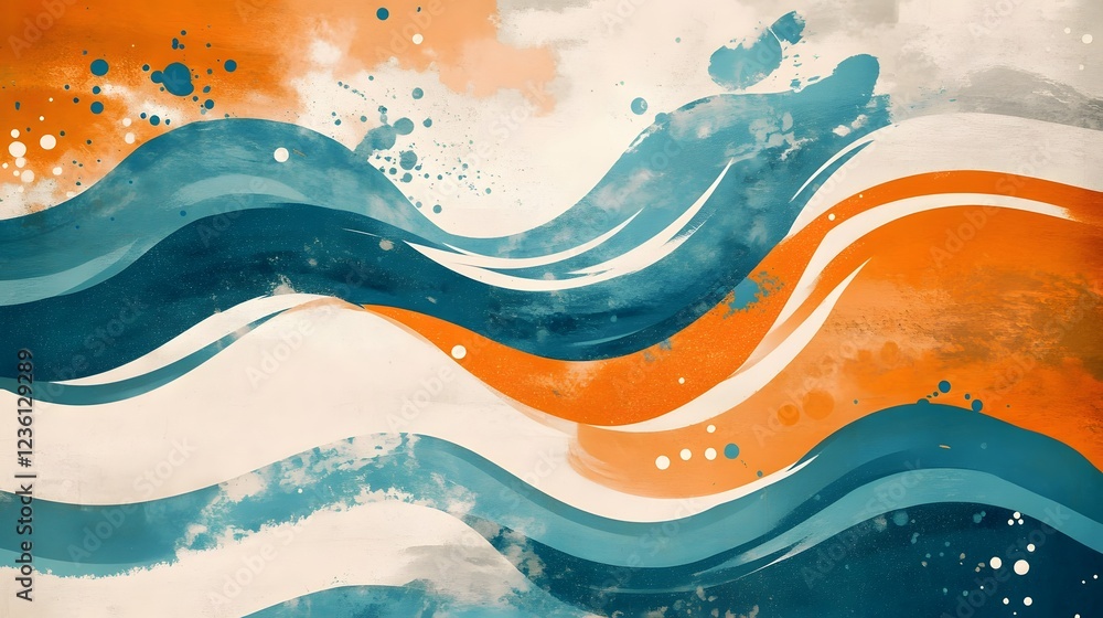 Φωτογραφία Dynamic Fluid Waves in Vibrant Coastal Seascape Abstract Painting