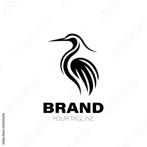 Heron Logo. Heron Logo Design. Heron Logo Brand. Heron Logo Vector Design Isolated on White Background
