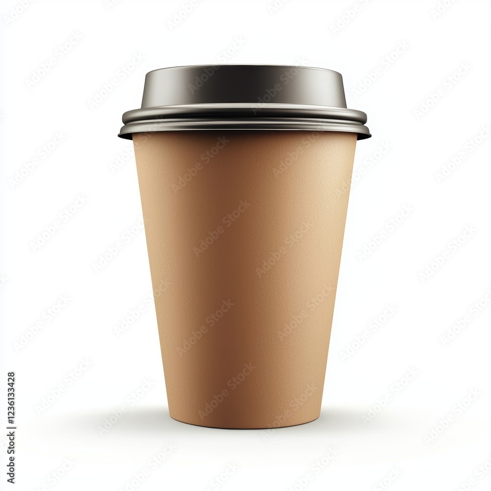 Paper cup with a lid mockup for coffee shop branding, isolated on a clean white background Paper cup with a lid mockup for coffee shop branding, isolated on a clean white background