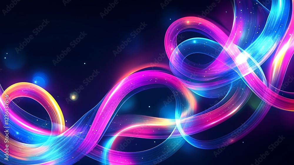 Abstract Colorful Glowing Swirling Light Waves Design Abstract Colorful Glowing Swirling Light Waves Design