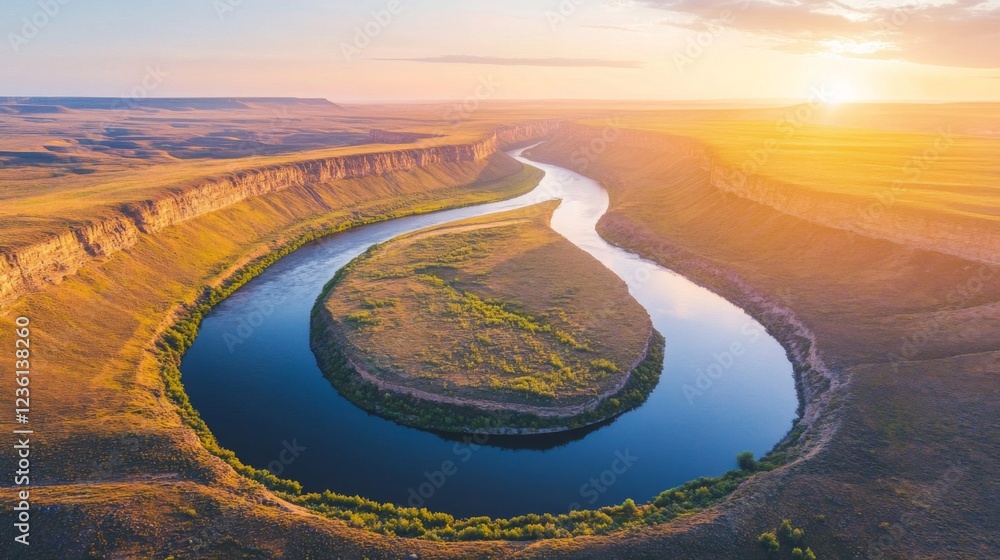 custom made wallpaper toronto digitalAerial view of a meandering river at sunset in arid landscape