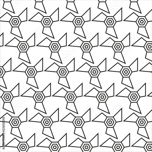 Seamless geometric pattern based on traditional islamic art.Black and white background.