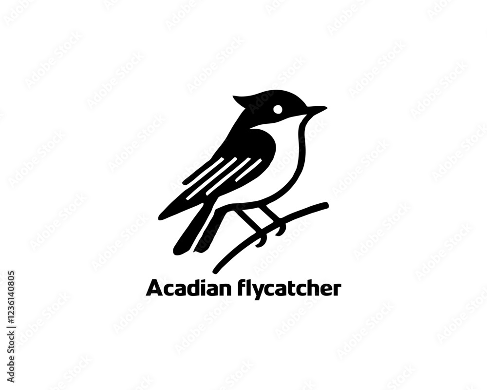 Fototapeta premium Acadian Flycatcher Bird Logo Design