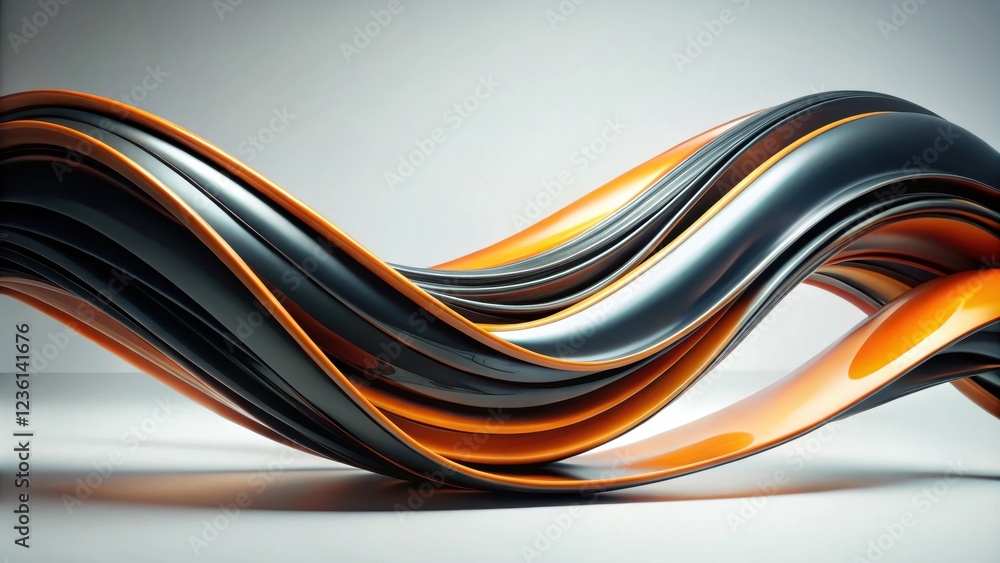 Abstract Flowing Curved Lines Intertwining in a Dynamic Composition of Orange and Black Abstract Flowing Curved Lines Intertwining in a Dynamic Composition of Orange and Black