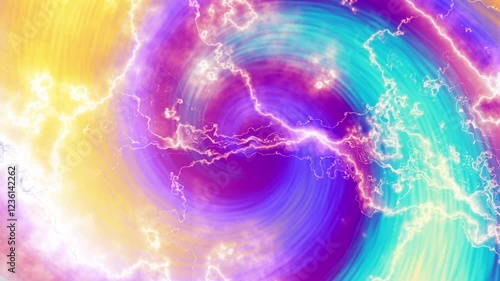 Hypnosis spiral background with Lightning. Radial hypnotic abstract loop endless background . photo