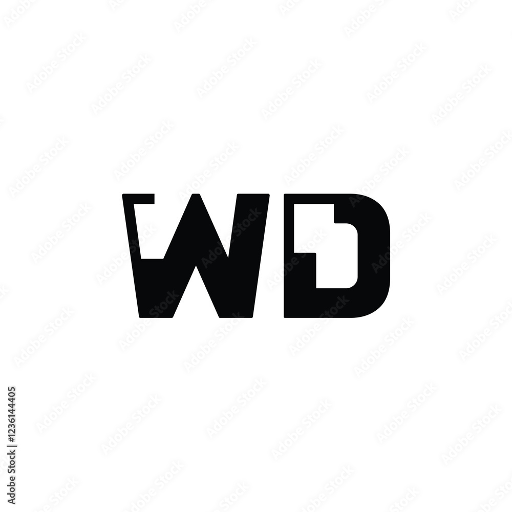Obraz premium WD monogram logo design letter text name symbol monochrome logotype alphabet character simple logo