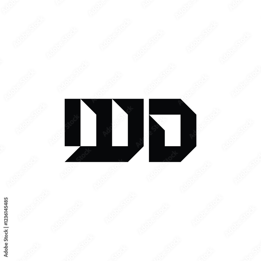 Obraz premium WD monogram logo design letter text name symbol monochrome logotype alphabet character simple logo