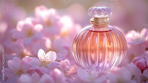 Pink perfume amidst blooming cherry blossoms photo