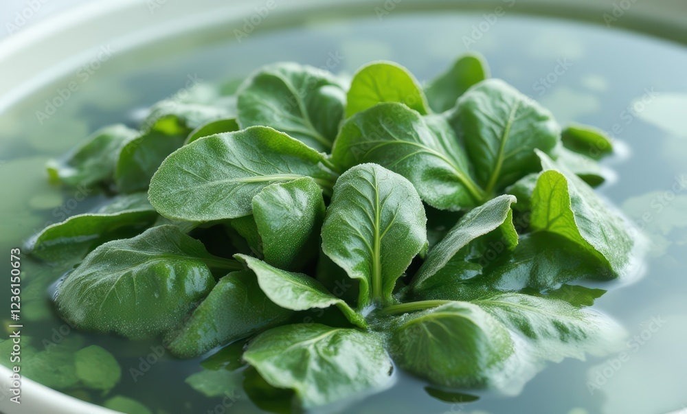 Fresh green spinach leaves in water Fresh green spinach leaves in water