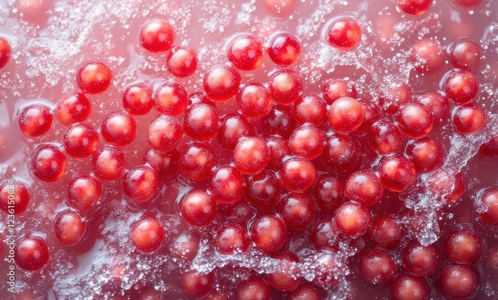 Fresh red cranberries in sparkling syrup Fresh red cranberries in sparkling syrup