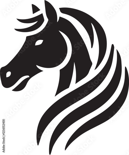 Horse Head Vector Silhouette in Black on White Background