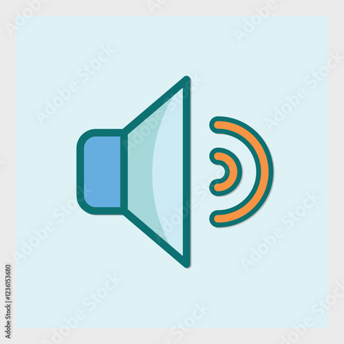 Sound Icon with Radiating Waves for Audio or Notification Representation