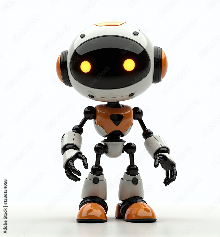 Cute 3D Robot Character, Playful and Friendly Robot for Kids on White Background
Cute 3D Robot Character, Playful and Friendly Robot for Kids on White Background