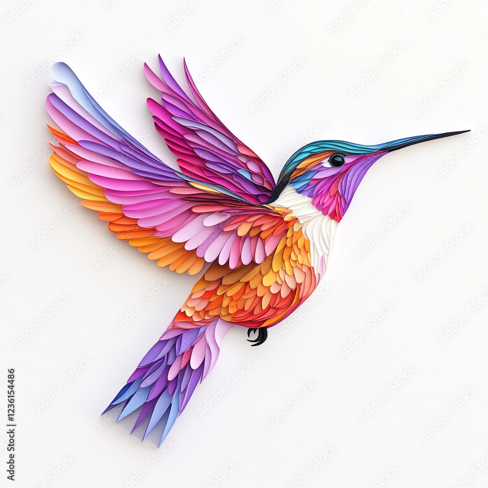 Obraz premium colorful hummingbird isolated on white background full depth of feild.