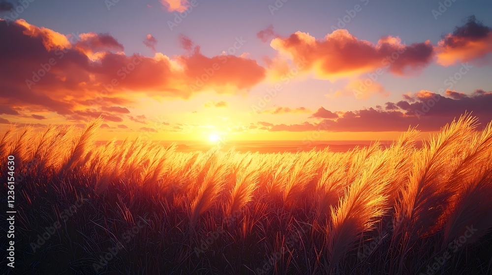 A breathtaking sunset casts golden hues over tall grass, creating a serene landscape filled with warm colors and soft light. A breathtaking sunset casts golden hues over tall grass, creating a serene landscape filled with warm colors and soft light.