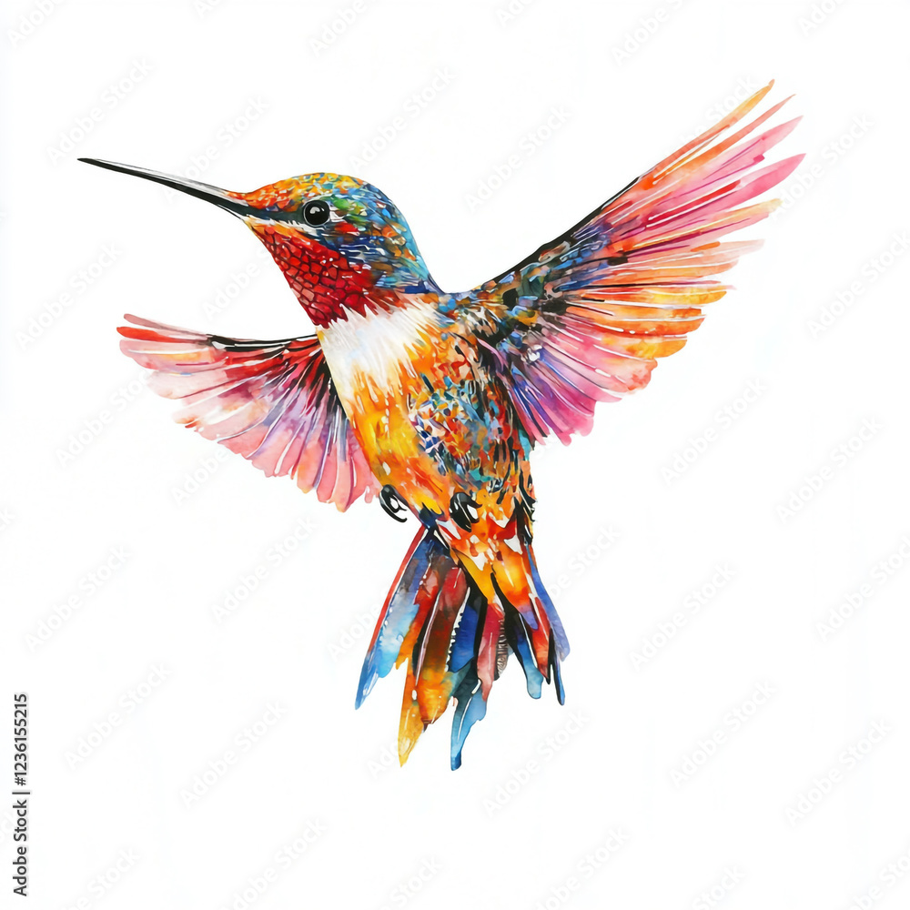 Obraz premium colorful hummingbird isolated on white background full depth of feild.