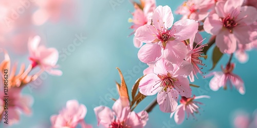 Wallpaper Mural close up pink sakura cherry flower blue sky brunch stem tree branch spring time wallpaper Torontodigital.ca
