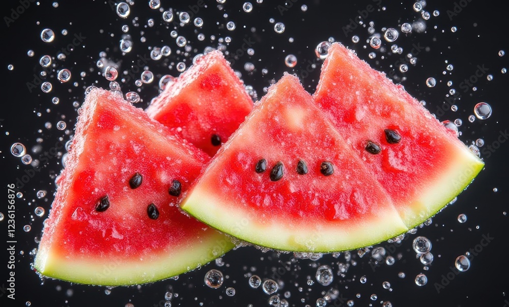 Fresh watermelon slices in sparkling water Fresh watermelon slices in sparkling water