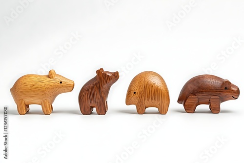 Wooden Animal Toys in Realistic Style photo