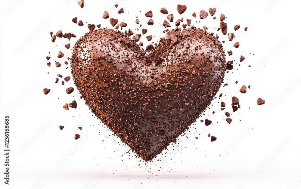 Heart built from chocolate truffles and cocoa dust for Saint Valentines Day and 8 March Womens Day isolated on a white background Heart built from chocolate truffles and cocoa dust for Saint Valentines Day and 8 March Womens Day isolated on a white background