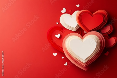 Lovely Red and White Layered Paper Hearts for Valentine's Day