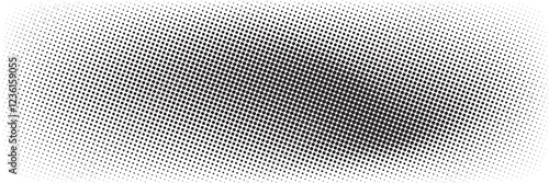 Set of halftone dots gradient pattern texture isolated on white background. Straight dotted spots using halftone circle dot raster texture. Vector blot half tone collection.