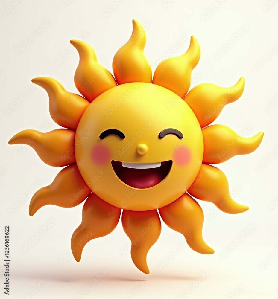 Cute 3D Sun with Smile, Cheerful and Bright Weather Character on White Background
Cute 3D Sun with Smile, Cheerful and Bright Weather Character on White Background