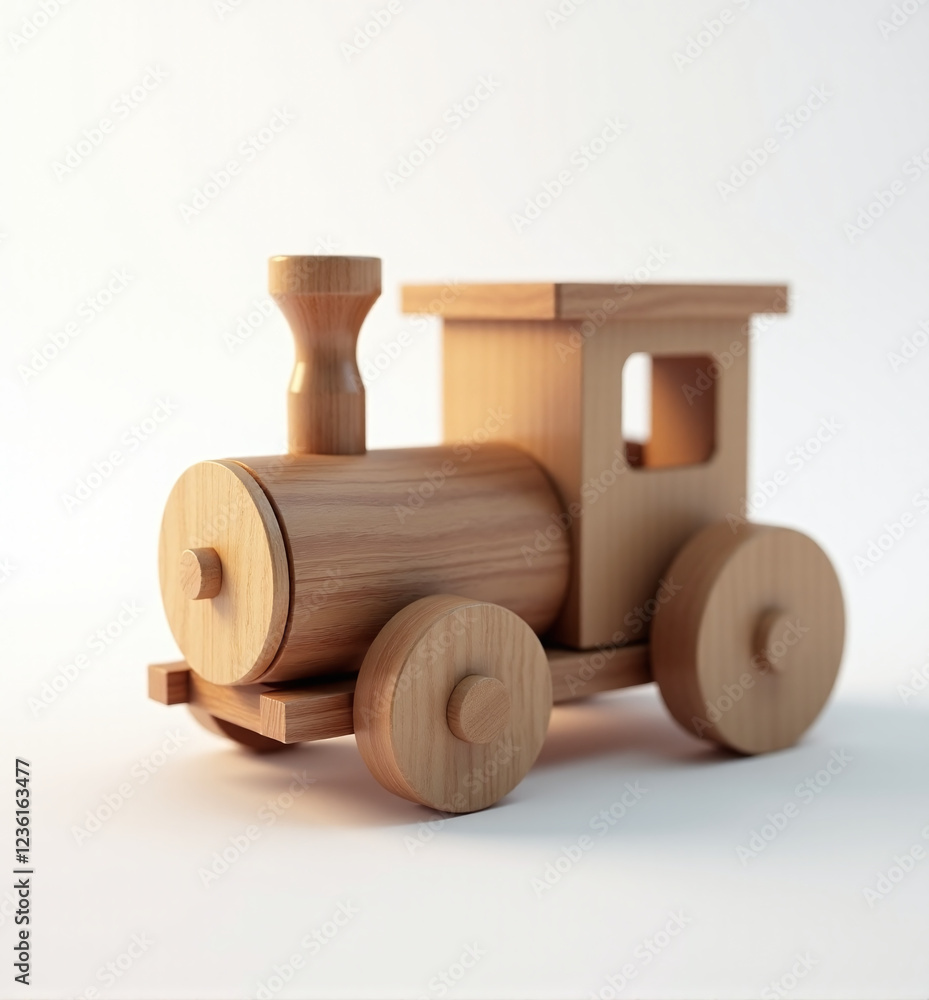 Cute 3D Toy Train, Colorful and Cheerful Wooden Train on White Background
Cute 3D Toy Train, Colorful and Cheerful Wooden Train on White Background
