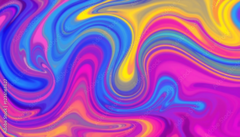 Vibrant psychedelic swirl pattern with pink, blue, and yellow fluid waves creating a colorful abstract background with a dynamic and modern artistic design Vibrant psychedelic swirl pattern with pink, blue, and yellow fluid waves creating a colorful abstract background with a dynamic and modern artistic design