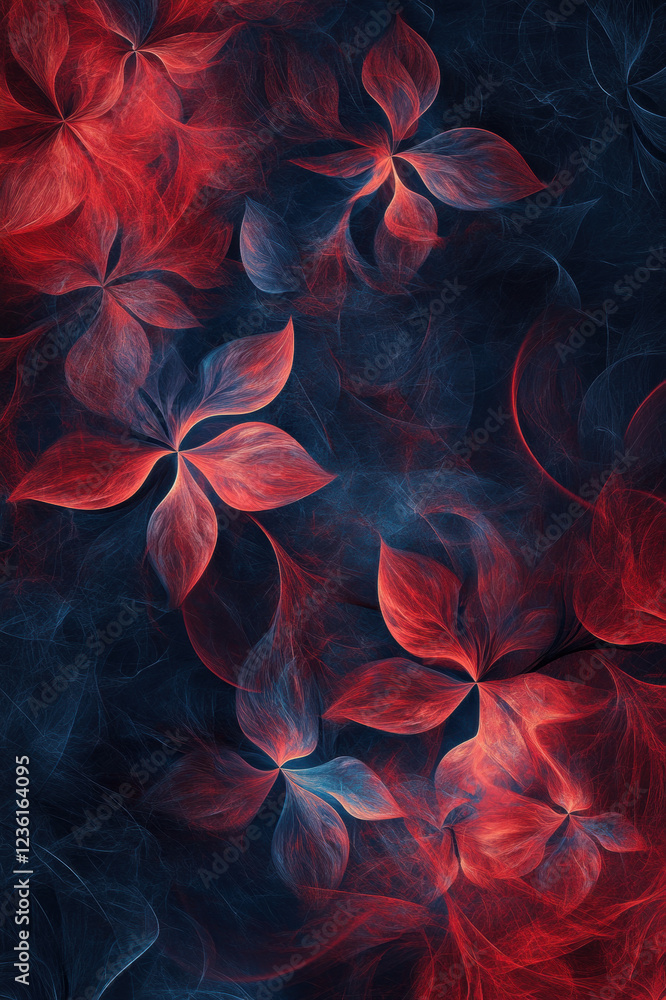 Obraz premium Abstract fractal design with red, yellow, and orange waves, glowing flames, and dynamic patterns of heat and energy