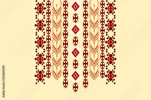 Neck geometric abstract Aztec oriental embroidery traditional border pattern. Native geometry neck decorative design for fashion, texture, element, neckline, textile, fabric, clothing, printing photo