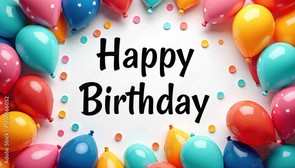 Vibrant Balloons and Confetti Background for Happy Birthday Celebration Vibrant Balloons and Confetti Background for Happy Birthday Celebration