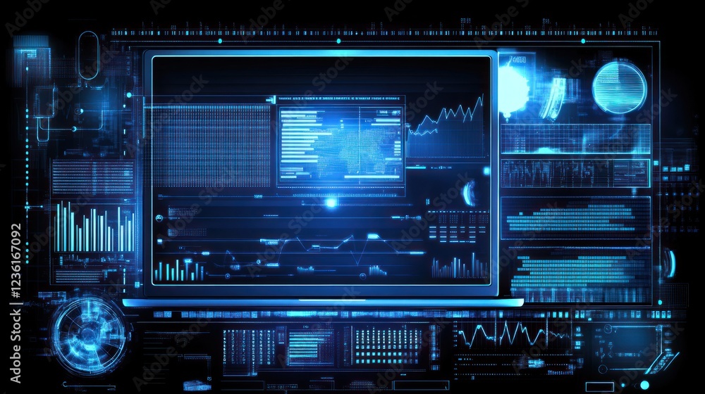 Fototapeta premium Futuristic Interface with Data Visualization Displaying Complex Information Analysis