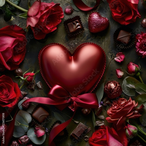 Elegant Valentine's Day Flat Lay with Elephant Figurine