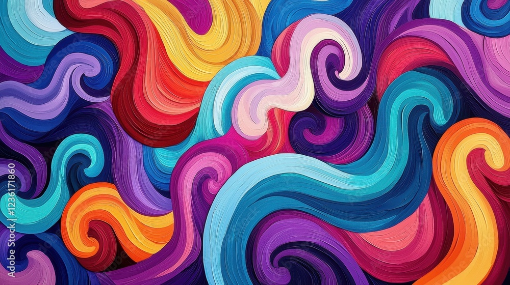 Fototapeta premium Vibrant Colorful Swirls in Abstract Design with Smooth Waves