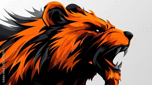 Bold and Fierce Orange Bear Head Illustration, Perfect for Sports or Adventure Themes photo