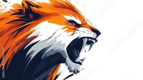 Wallpaper Mural Fierce Orange and White Fox Illustration with Intense Expression and Dynamic Brush Stroke Style Torontodigital.ca