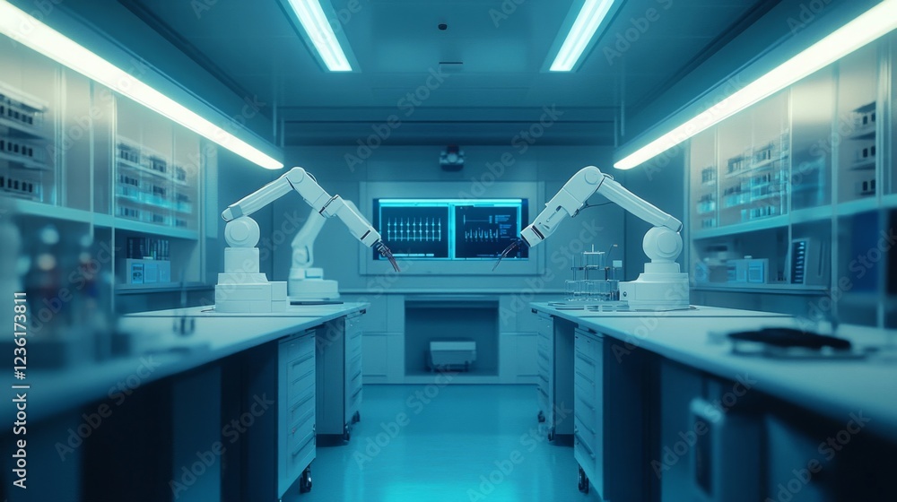 Futuristic Robotic Laboratory with Automated Systems Futuristic Robotic Laboratory with Automated Systems