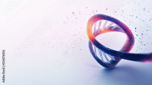 Abstract colorful DNA strand with dynamic flow and modern design, representing innovation in science and technology
