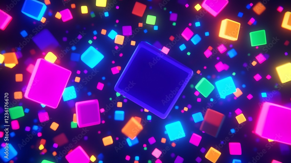 Neon Cubes Float In Vibrant Colors Neon Cubes Float In Vibrant Colors