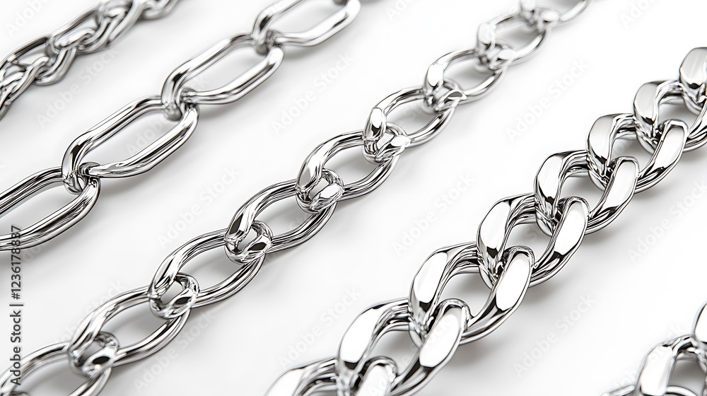 Obraz premium Industrial chains displayed on white background product photography studio