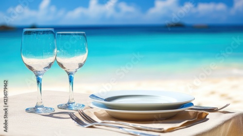 Beachside Dinner Table Setting photo