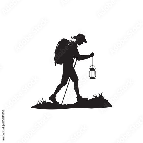 wander light silhouette vector clip art logo